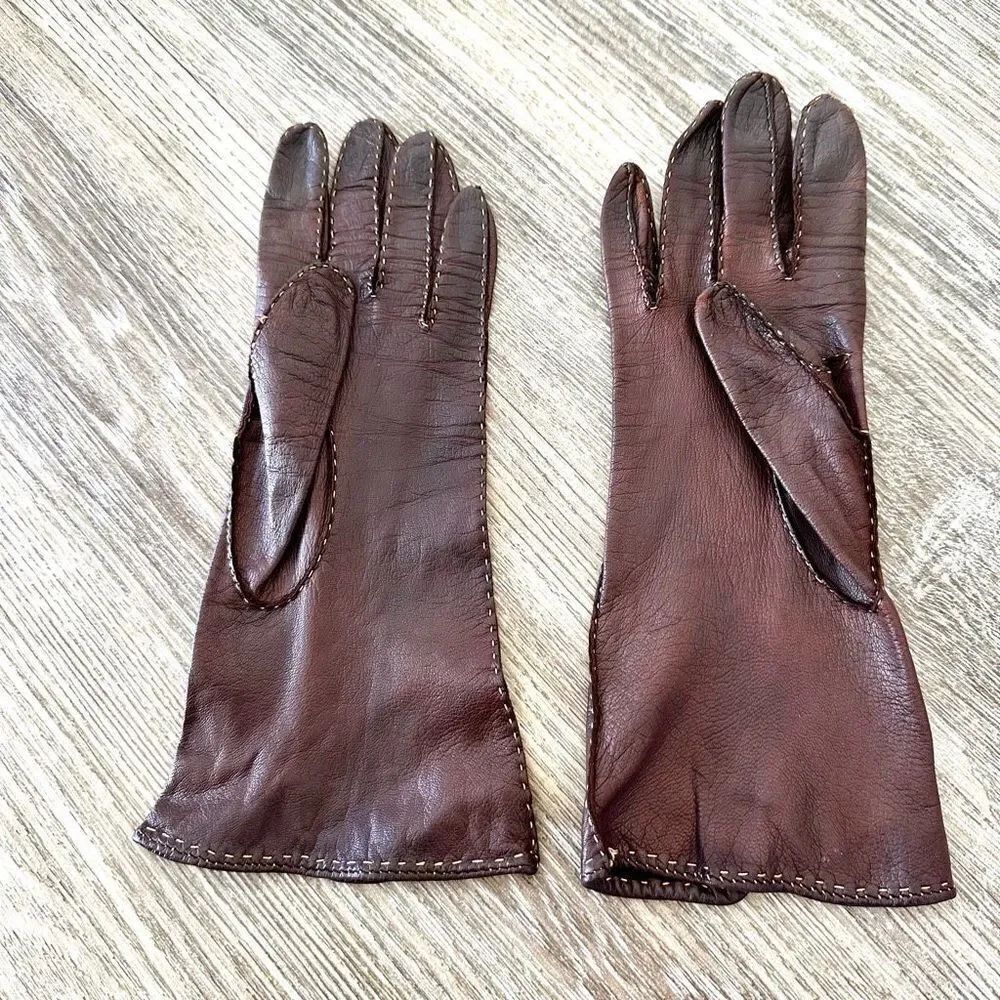 Erendira brown leather vintage gloves